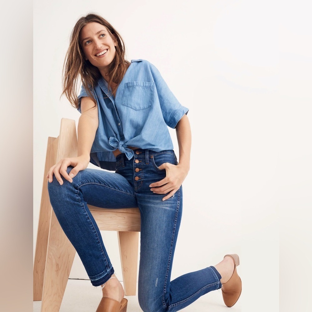 Madewell 10" High-Rise Skinny Jeans: Drop-Hem Edition in Rosecliff Wash- SIze 25